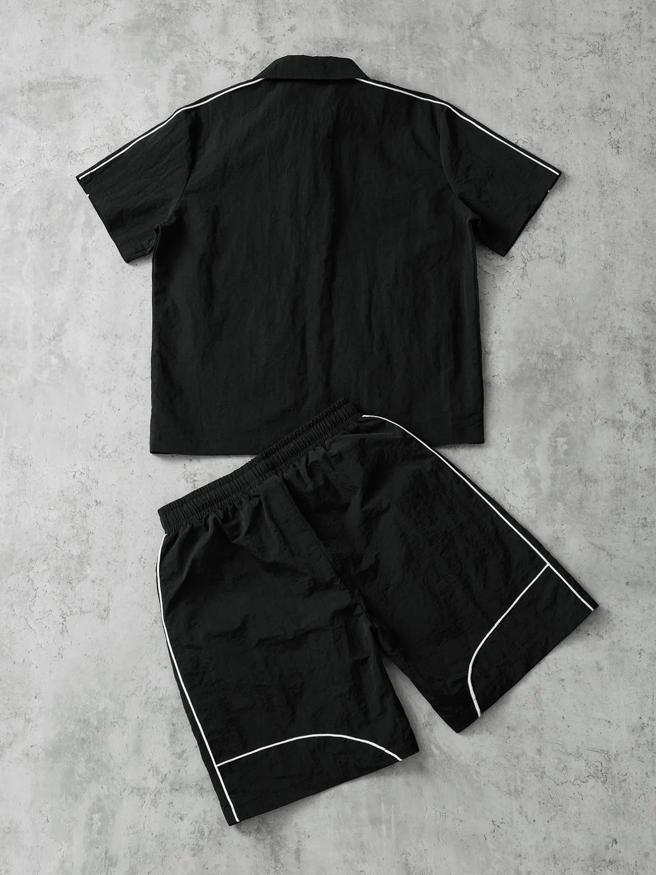Stars Pattern Casual Set Short Sleeve Zipper Shirt + Gym Shorts Two-Piece Set, Breathable Comfort Spring Summer Daily Wear, Athleisure Summer Clothes, Sports Clothing