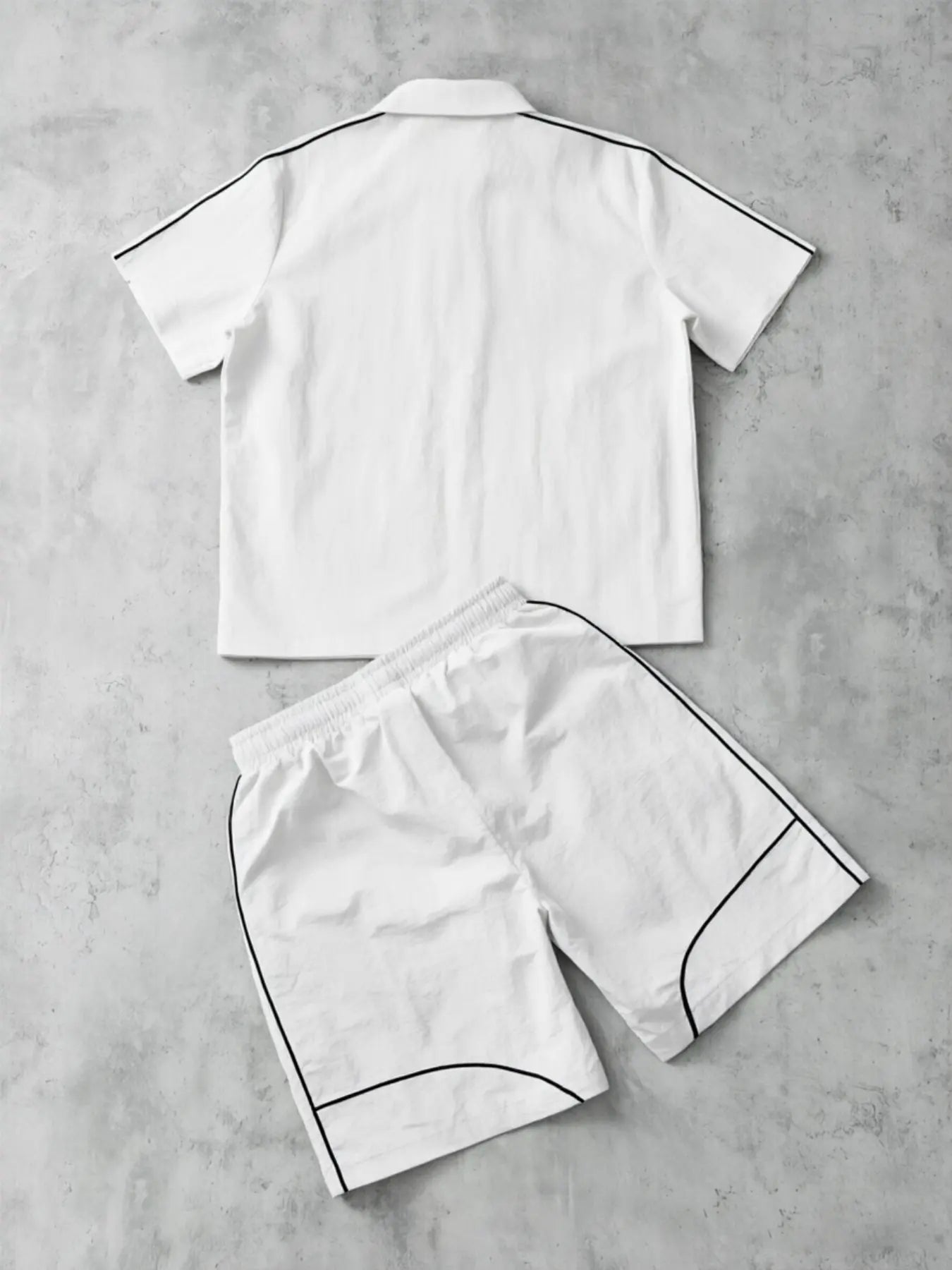 Stars Pattern Casual Set Short Sleeve Zipper Shirt + Gym Shorts Two-Piece Set, Breathable Comfort Spring Summer Daily Wear, Athleisure Summer Clothes, Sports Clothing